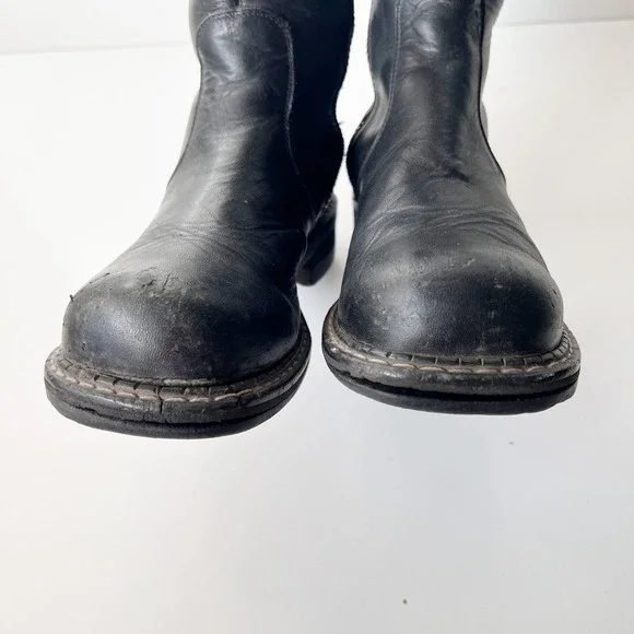 Vintage John Fluevog Black Leather Knee-High Biker Boots Women's Size 8 - Picture 9 of 13